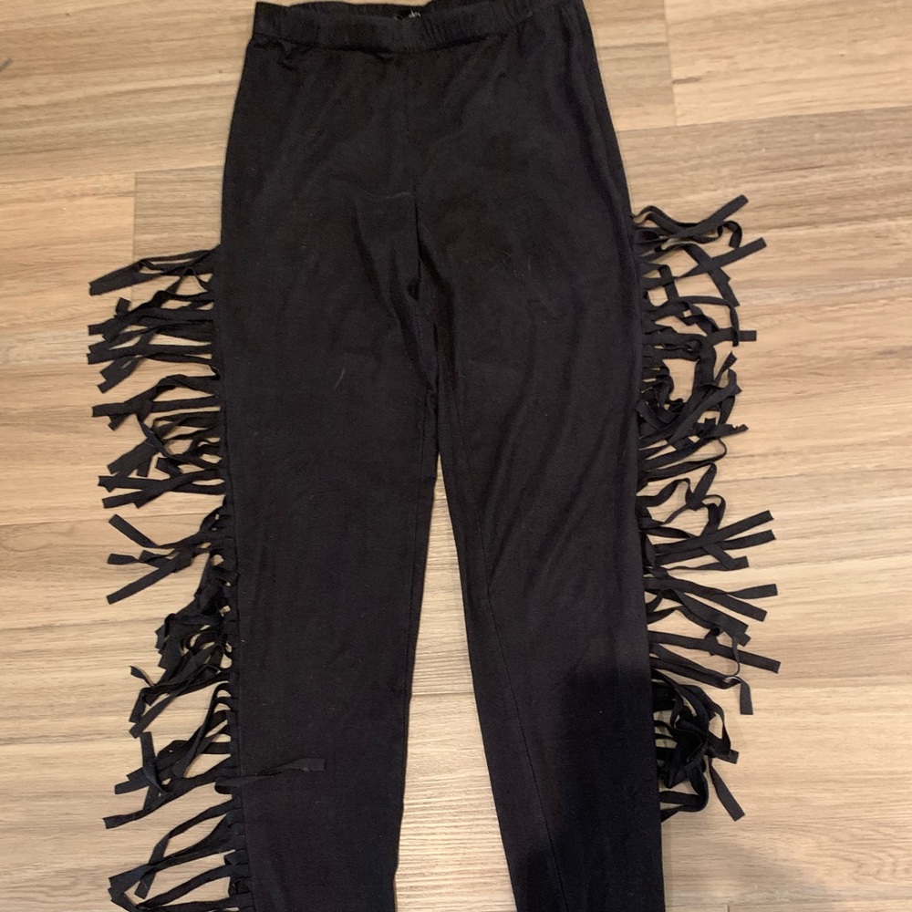 Black fringe leggings